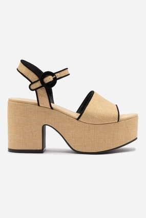 Footwear Essential Miso Sandal In Beige Raffia and Black Trimming Sturdy Sole Construction Ventilation Channel Design
