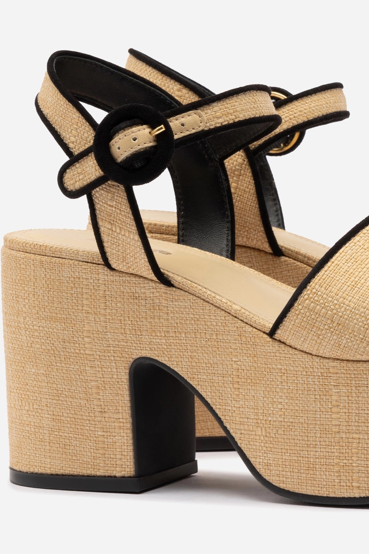 Travel Light Durable And Comfortable Footwear Essential Miso Sandal In Beige Raffia and Black Trimming