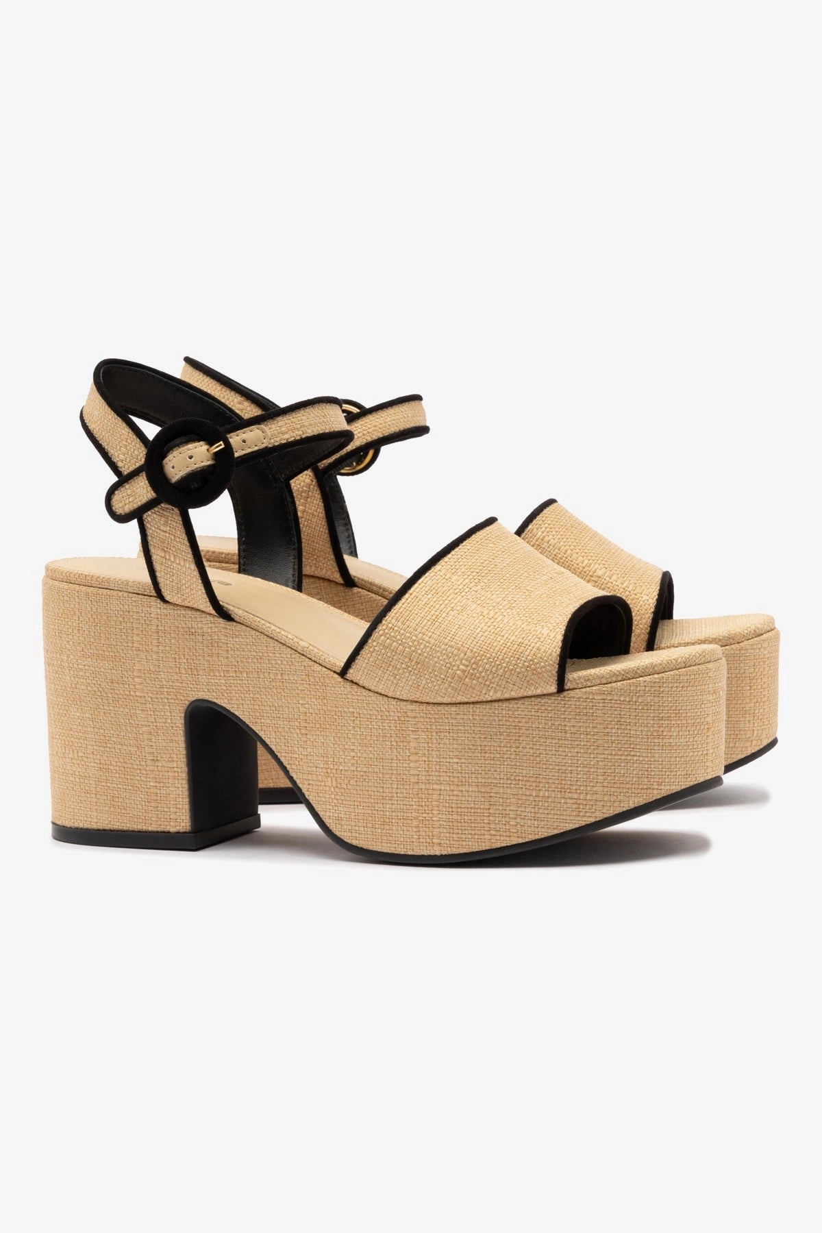 Footwear Essential Miso Sandal In Beige Raffia and Black Trimming Everyday Versatile Footwear