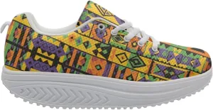 FOR U DESIGNS Breathable Women Swing Wedges Platform Shoes Floral Printed Lightweight Girls Sport Toning Sneakers