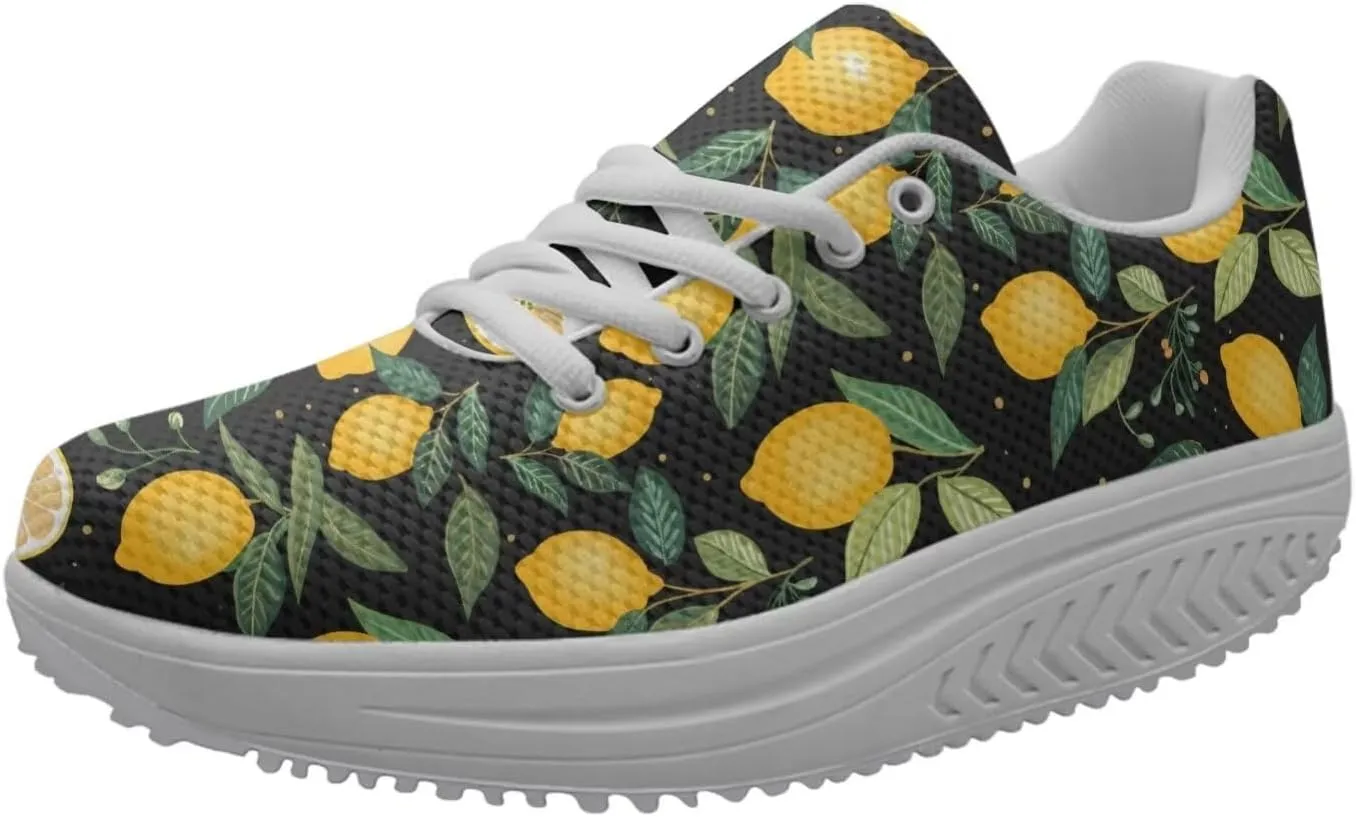 FOR U DESIGNS Breathable Women Swing Wedges Platform Shoes Floral Printed Lightweight Girls Sport Toning Sneakers
