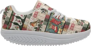 FOR U DESIGNS Fashion Women's Strength Fitness Walking Sneaker Platform Swing Wedges