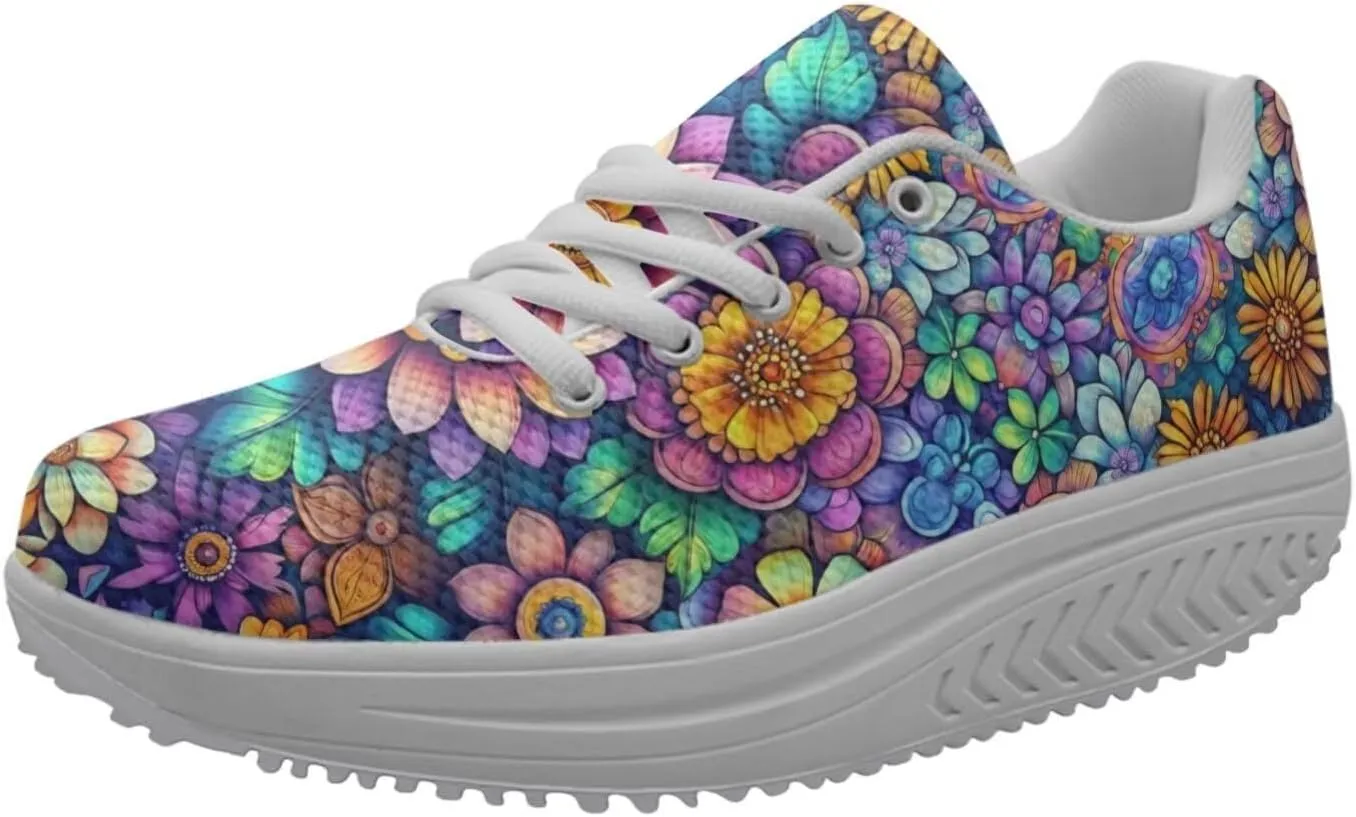 FOR U DESIGNS Fashion Women's Strength Fitness Walking Sneaker Platform Swing Wedges