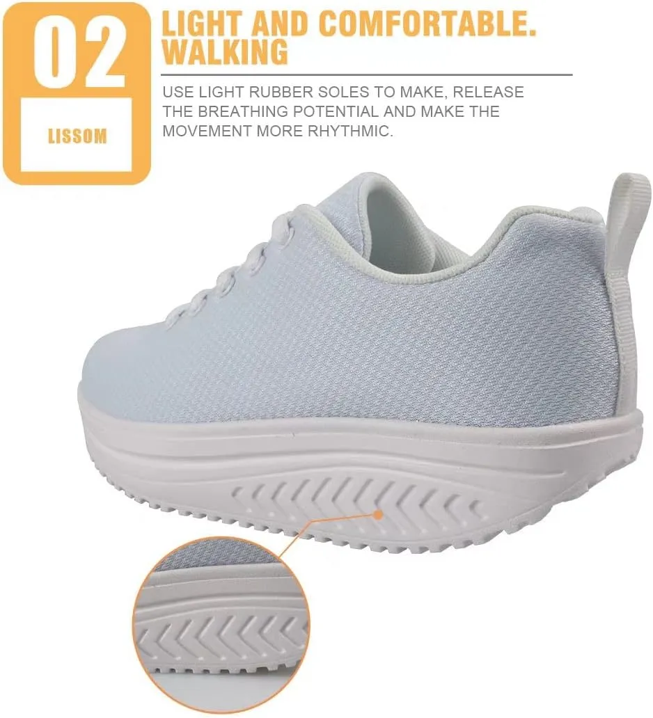 FOR U DESIGNS Novelty Sneakers for Women Platform Walking Shoes Casual Lace Up Running Shoes Lightweight Breathable Shoes