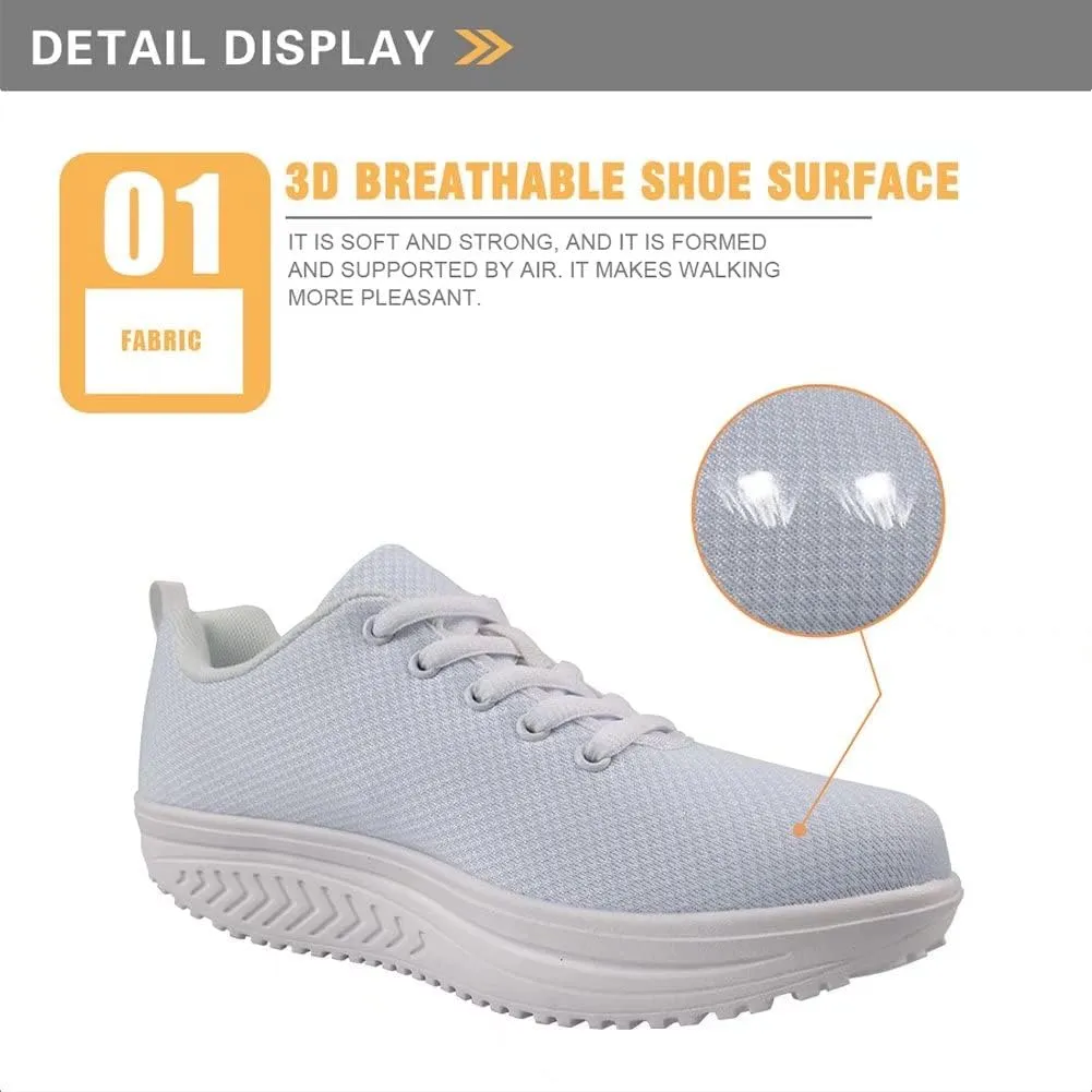 FOR U DESIGNS Novelty Sneakers for Women Platform Walking Shoes Casual Lace Up Running Shoes Lightweight Breathable Shoes