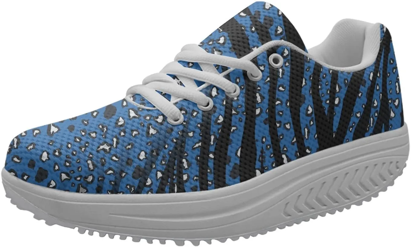 FOR U DESIGNS Novelty Sneakers for Women Platform Walking Shoes Casual Lace Up Running Shoes Lightweight Breathable Shoes