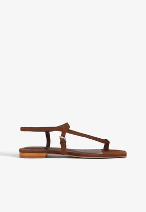 Lisa Brown Suede Flat Sandal Boat Walk