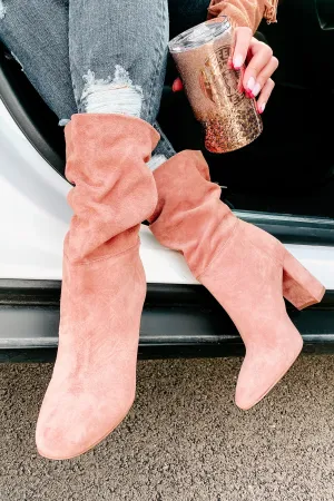 Forget Yesterday Slouchy Faux Suede Boots (Rose)