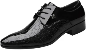 Formal Shoes Dress Oxford for Men Lace-up Patent Leather Wedding Prom Wedding Shoes Pointed Toe Dress Shoes Classic Derbies
