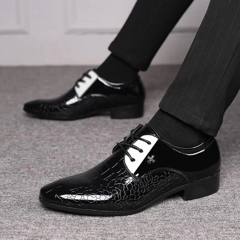 Formal Shoes Dress Oxford for Men Lace-up Patent Leather Wedding Prom Wedding Shoes Pointed Toe Dress Shoes Classic Derbies