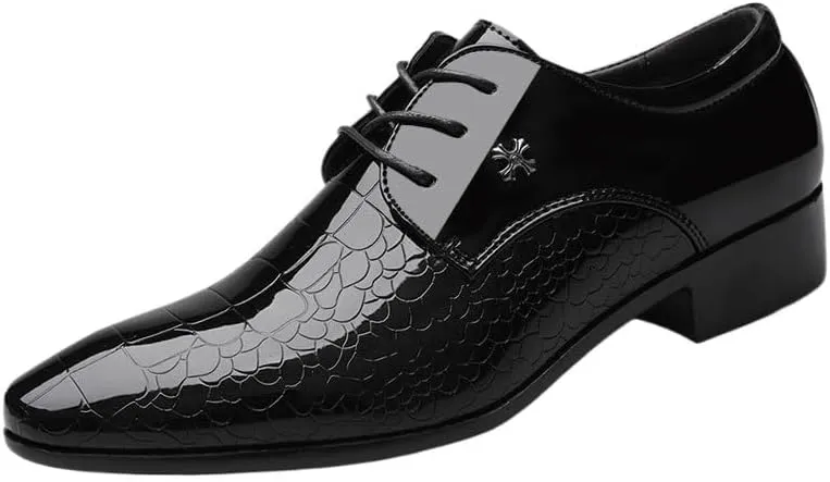 Formal Shoes Dress Oxford for Men Lace-up Patent Leather Wedding Prom Wedding Shoes Pointed Toe Dress Shoes Classic Derbies
