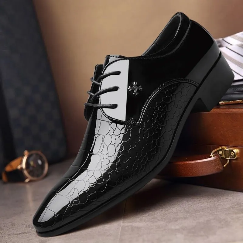 Formal Shoes Dress Oxford for Men Lace-up Patent Leather Wedding Prom Wedding Shoes Pointed Toe Dress Shoes Classic Derbies