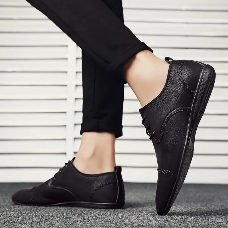 Formal Shoes for Men Lace Up Pointed Toe Faux Leather Cap Toe Derby Shoes Block Heel Low Top Slip Resistant Anti-Slip Non Slip Prom