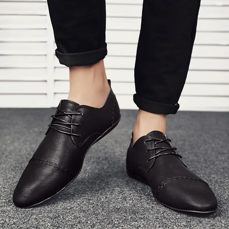 Formal Shoes for Men Lace Up Pointed Toe Faux Leather Cap Toe Derby Shoes Block Heel Low Top Slip Resistant Anti-Slip Non Slip Prom