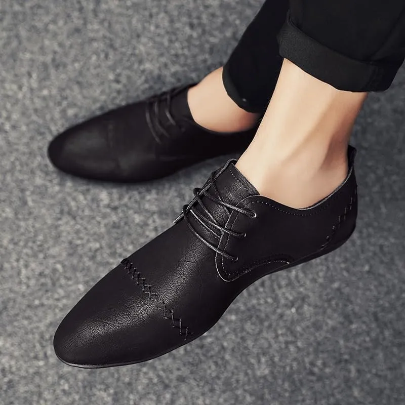 Formal Shoes for Men Lace Up Pointed Toe Faux Leather Cap Toe Derby Shoes Block Heel Low Top Slip Resistant Anti-Slip Non Slip Prom
