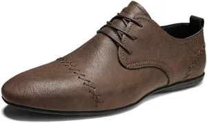 Formal Shoes for Men Lace Up Pointed Toe Faux Leather Cap Toe Derby Shoes Block Heel Low Top Slip Resistant Anti-Slip Non Slip Prom