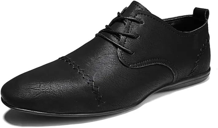 Formal Shoes for Men Lace Up Pointed Toe Faux Leather Cap Toe Derby Shoes Block Heel Low Top Slip Resistant Anti-Slip Non Slip Prom
