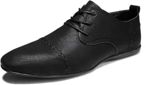 Formal Shoes for Men Lace Up Pointed Toe Faux Leather Cap Toe Derby Shoes Block Heel Low Top Slip Resistant Anti-Slip Non Slip Prom