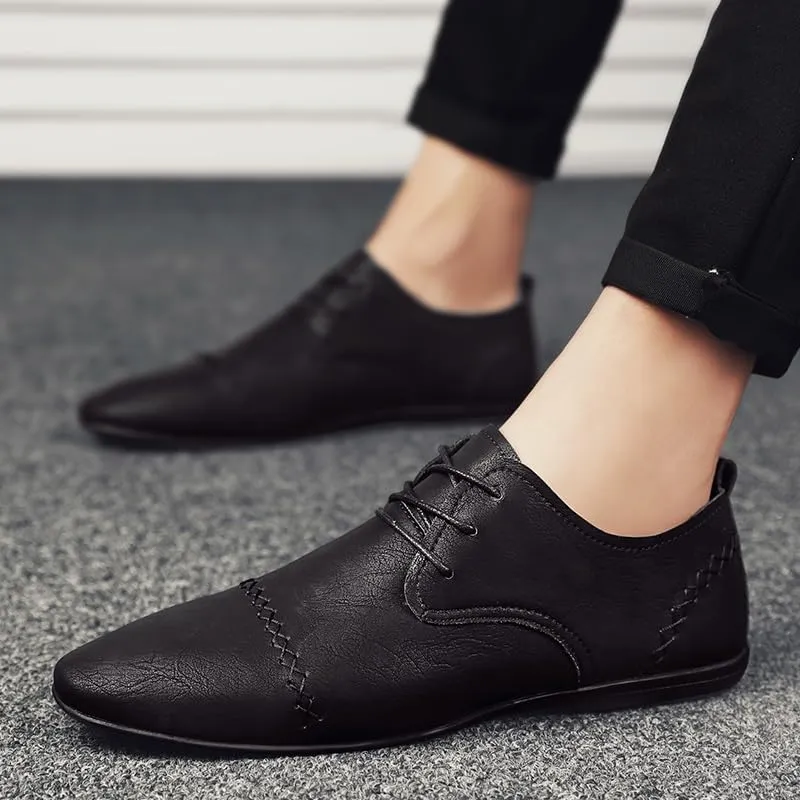 Formal Shoes for Men Lace Up Pointed Toe Faux Leather Cap Toe Derby Shoes Block Heel Low Top Slip Resistant Anti-Slip Non Slip Prom