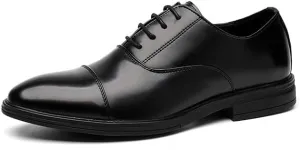 Formal Shoes for Men Lace Up Round Toe Vegan Leather Derby Shoes Cap Toe Block Heel Slip Resistant Anti-Slip Rubber Sole Party