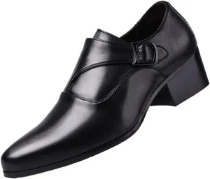 Formal Shoes for Men Men's Invisible Height Shoes Taller Men Heel Shoe Pointed Toe Men Business Dress Shoes Buckle Mens Office Oxfords
