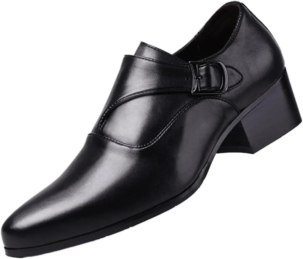 Formal Shoes for Men Men's Invisible Height Shoes Taller Men Heel Shoe Pointed Toe Men Business Dress Shoes Buckle Mens Office Oxfords