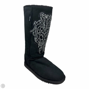 Rhinestone Fur Lined Boots Knee Flats By Koolaburra By Ugg In Black, Size: 9 Metal Edge Functional Build