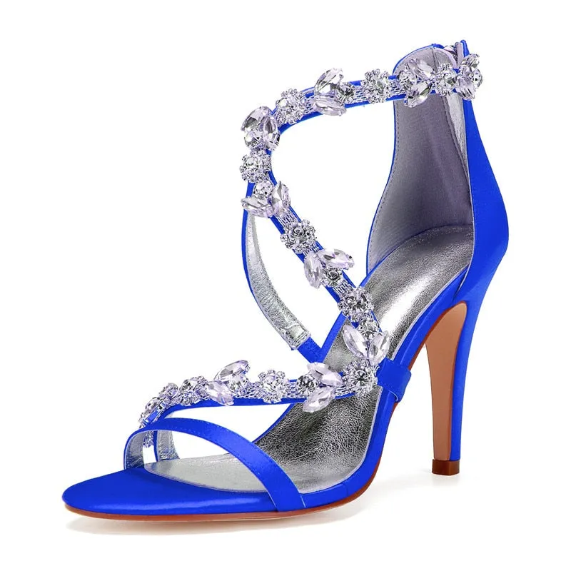 Funki Buys | Shoes | Women's Crystal Satin Cross Strap Sandals