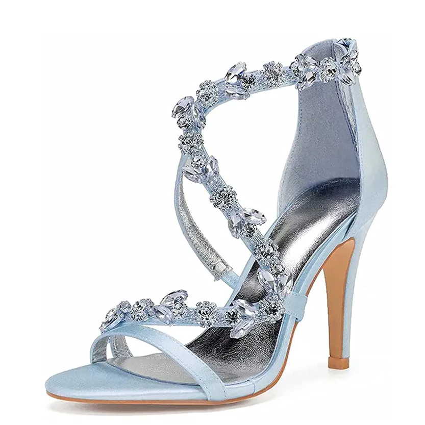 Funki Buys | Shoes | Women's Crystal Satin Cross Strap Sandals