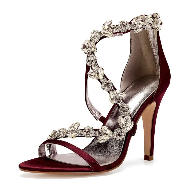 Funki Buys | Shoes | Women's Crystal Satin Cross Strap Sandals