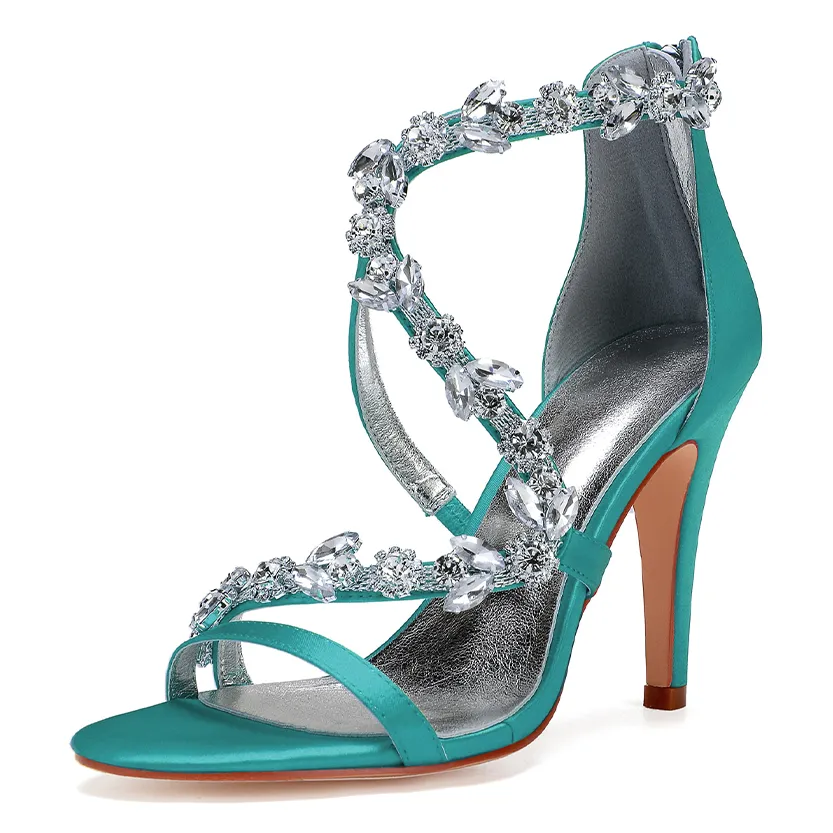 Funki Buys | Shoes | Women's Crystal Satin Cross Strap Sandals