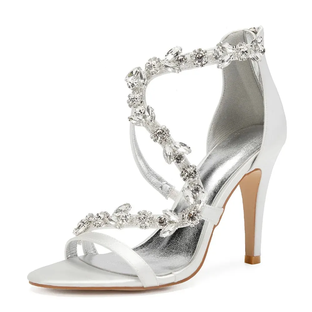 Funki Buys | Shoes | Women's Crystal Satin Cross Strap Sandals