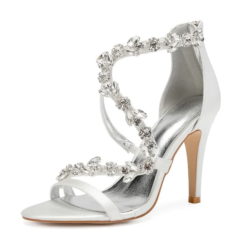 Funki Buys | Shoes | Women's Crystal Satin Cross Strap Sandals