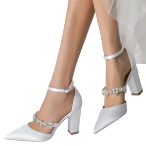 Funki Buys | Shoes | Women's Satin Crystal Strap Evening Shoe
