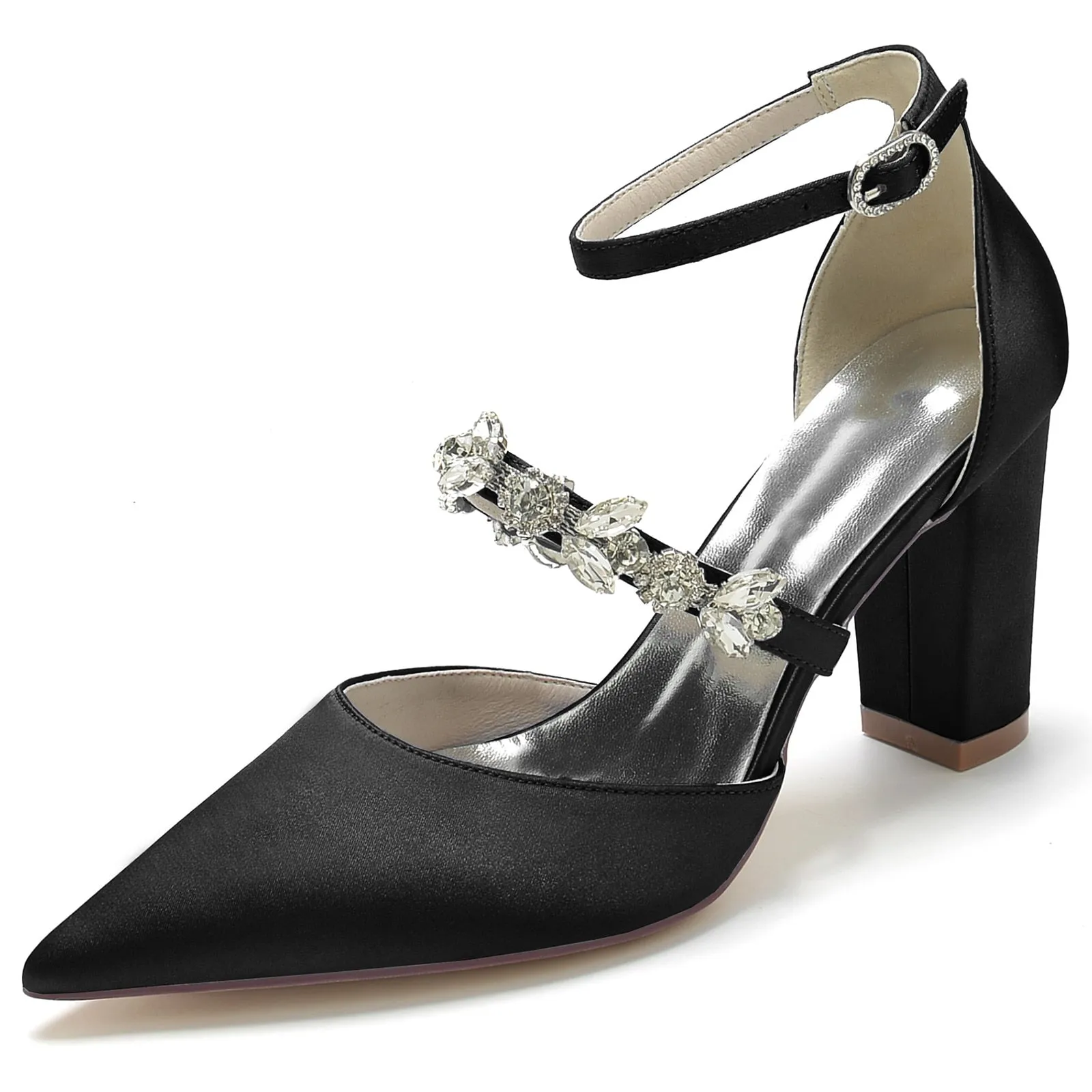 Funki Buys | Shoes | Women's Satin Crystal Strap Evening Shoe