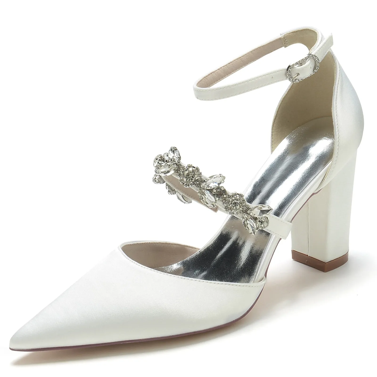 Funki Buys | Shoes | Women's Satin Crystal Strap Evening Shoe
