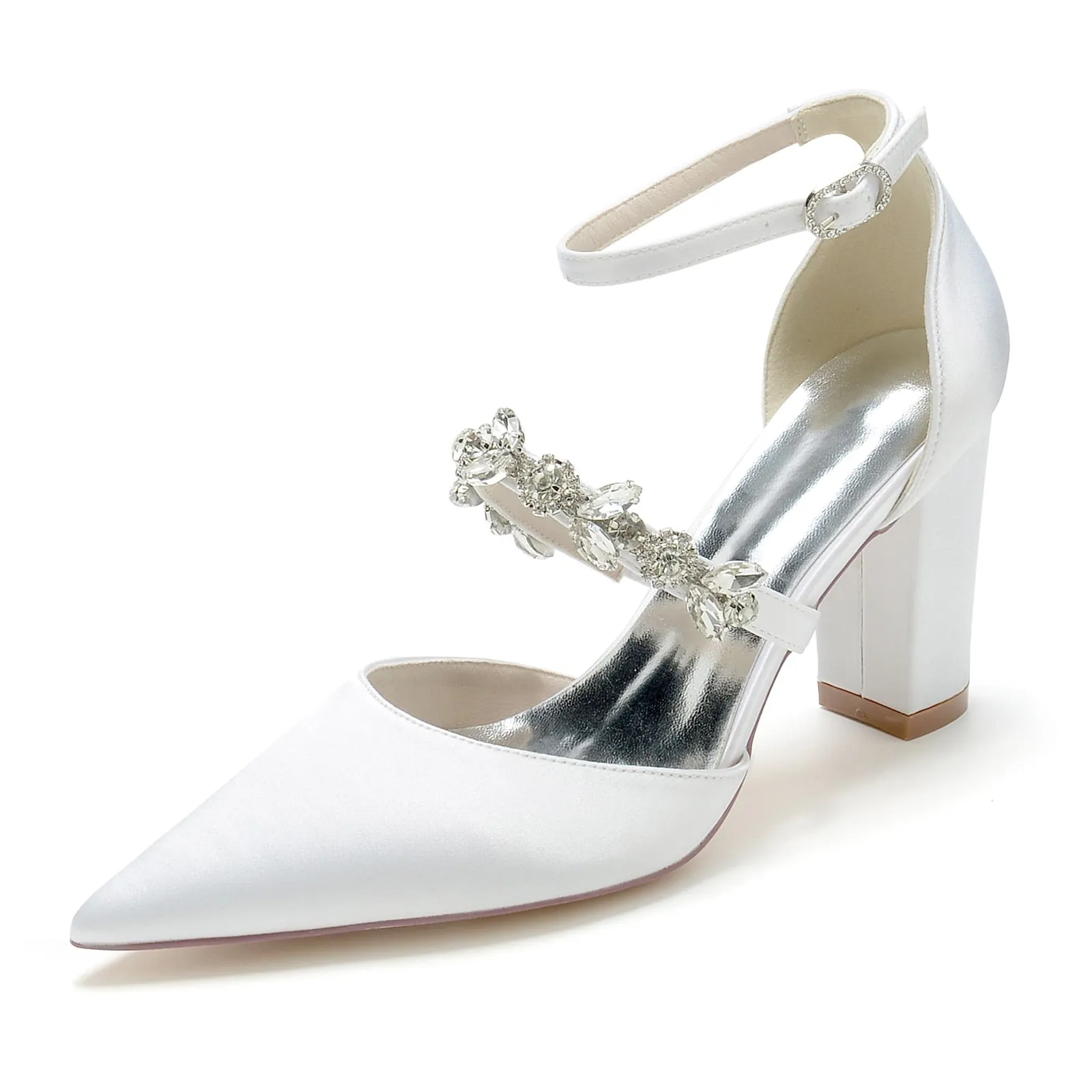 Funki Buys | Shoes | Women's Satin Crystal Strap Evening Shoe