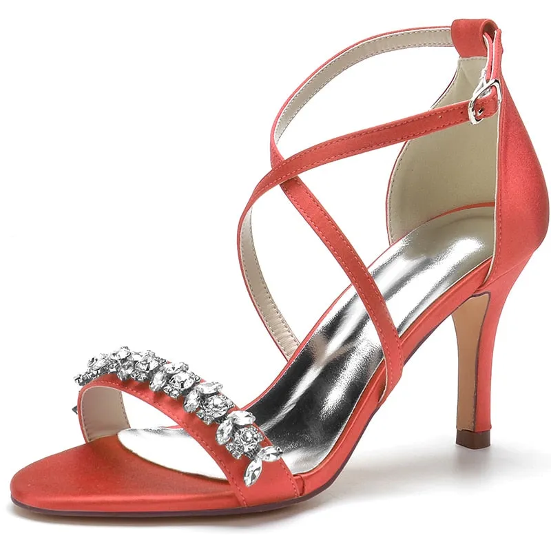Funki Buys | Shoes | Women's Strappy Satin Bridal Sandals