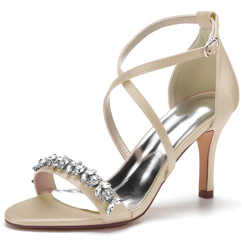 Funki Buys | Shoes | Women's Strappy Satin Bridal Sandals