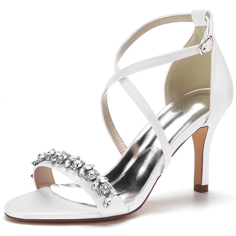 Funki Buys | Shoes | Women's Strappy Satin Bridal Sandals