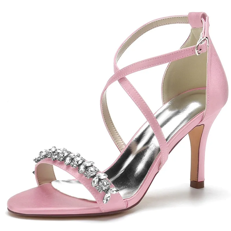 Funki Buys | Shoes | Women's Strappy Satin Bridal Sandals