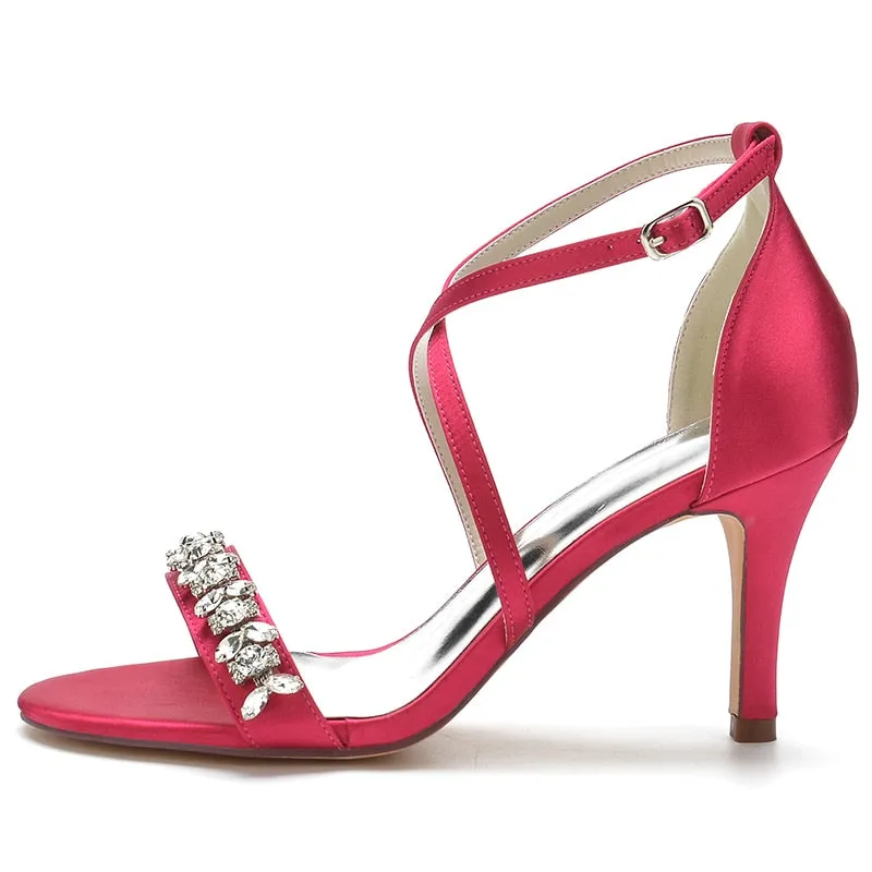 Funki Buys | Shoes | Women's Strappy Satin Bridal Sandals