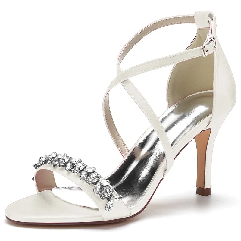 Funki Buys | Shoes | Women's Strappy Satin Bridal Sandals