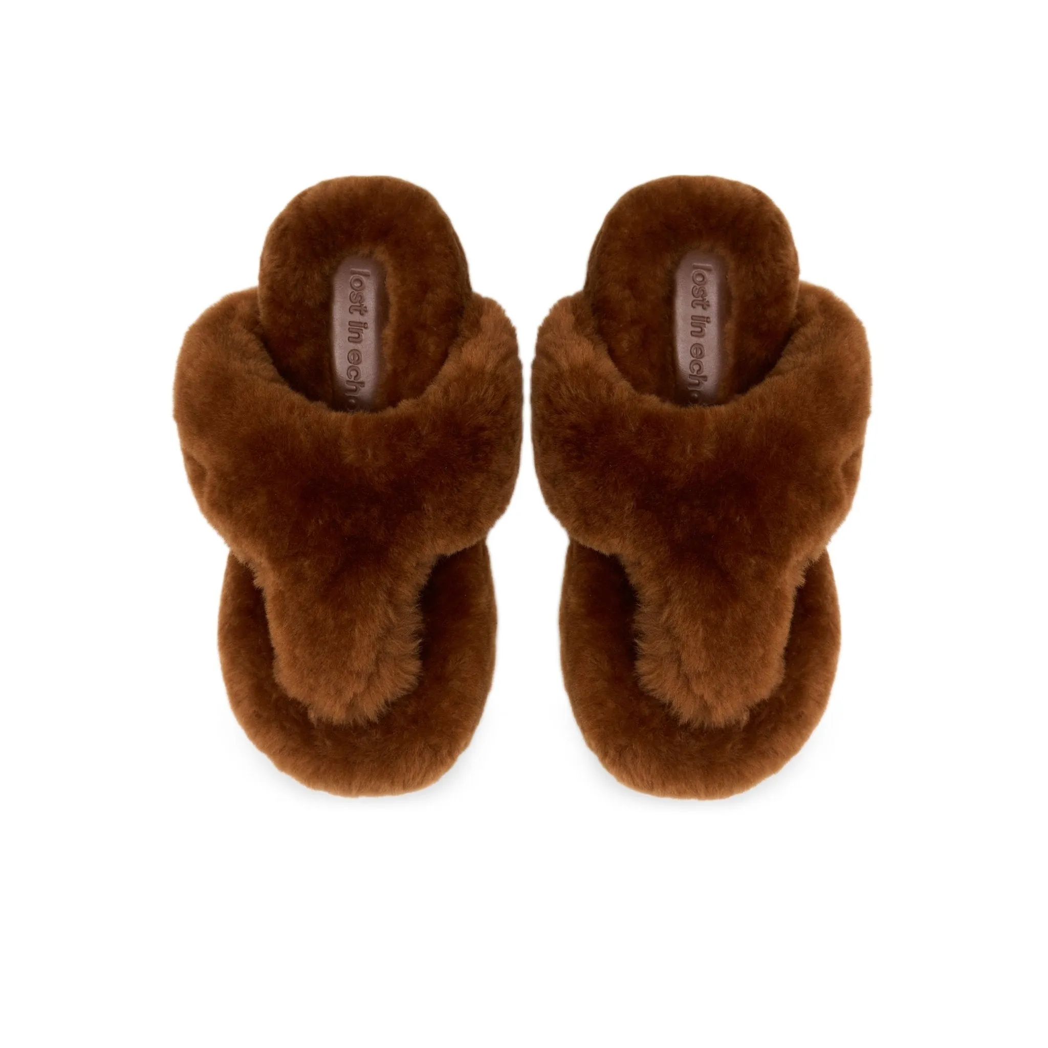 Fur Platform Flip-Flops In Brown