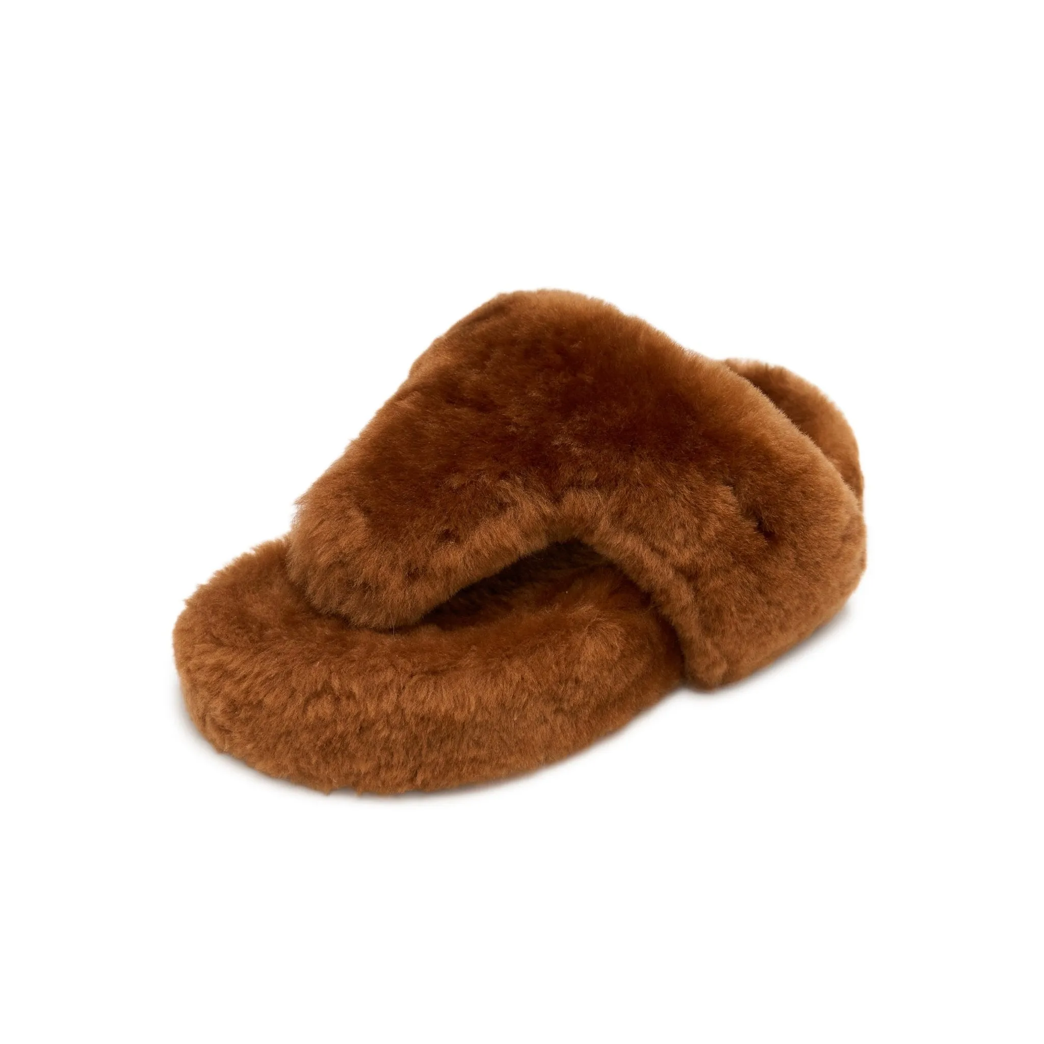 Fur Platform Flip-Flops In Brown