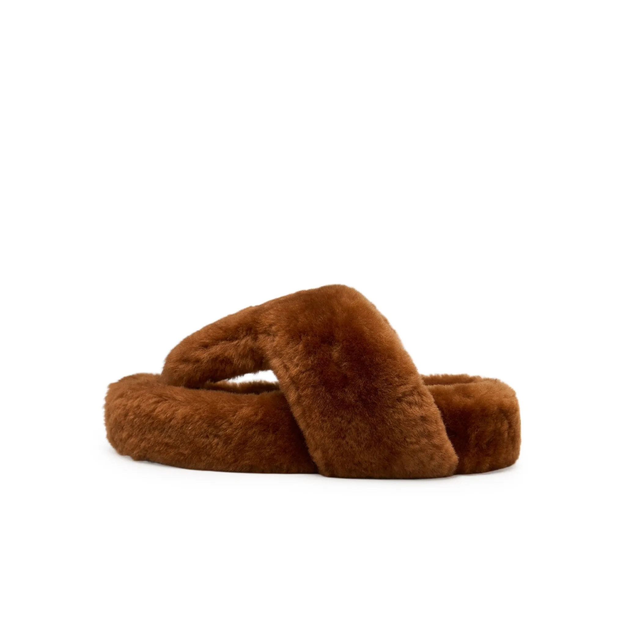 Fur Platform Flip-Flops In Brown
