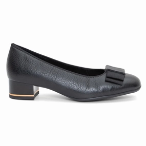 Garnet Women's Bow Block Heel Pump 35mm - Black Wool Warm Casual Move