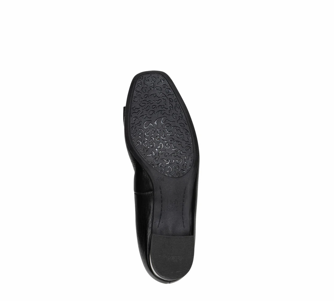 Garnet Women's Bow Block Heel Pump 35mm - Black Multi Directional Tread Pattern
