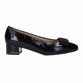 Garnet Women's Bow Block Heel Pump 35mm - Black Patent Vintage Mood