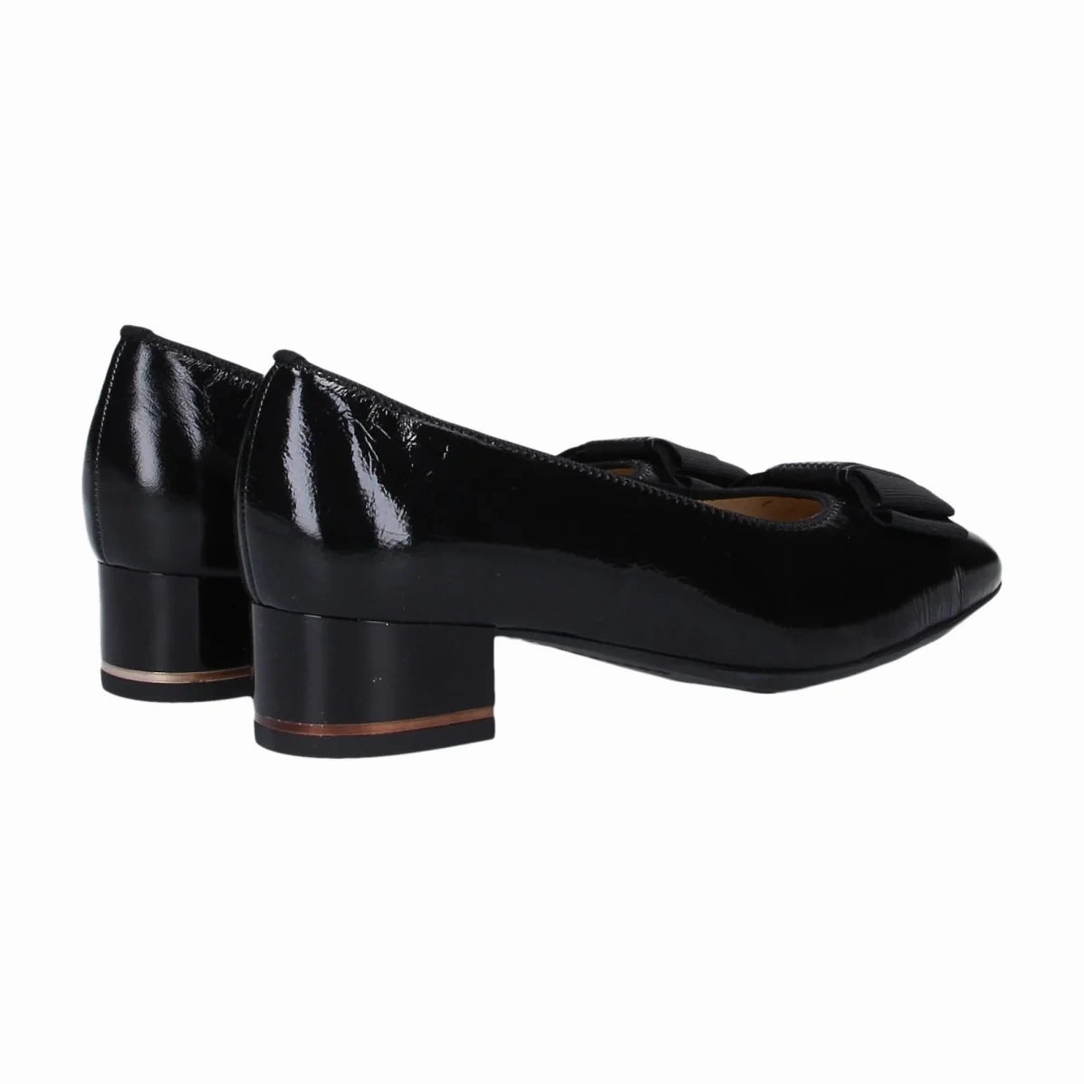 Garnet Women's Bow Block Heel Pump 35mm - Black Patent Fit Digital Run